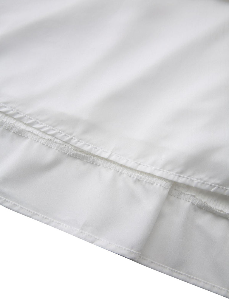 Robe blanche à lacets et boutons 1940s