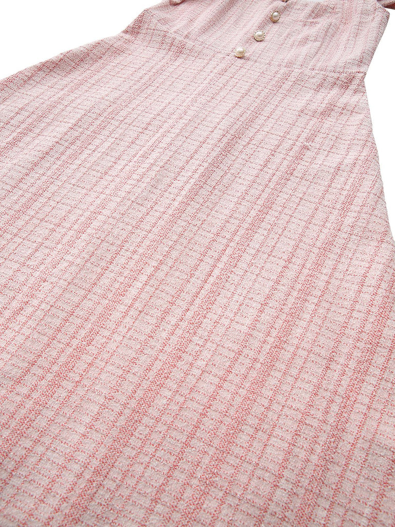 Robe midi rose en tweed et boutonnée 1940s