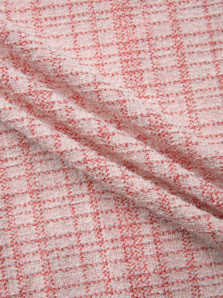 Robe midi rose en tweed et boutonnée 1940s