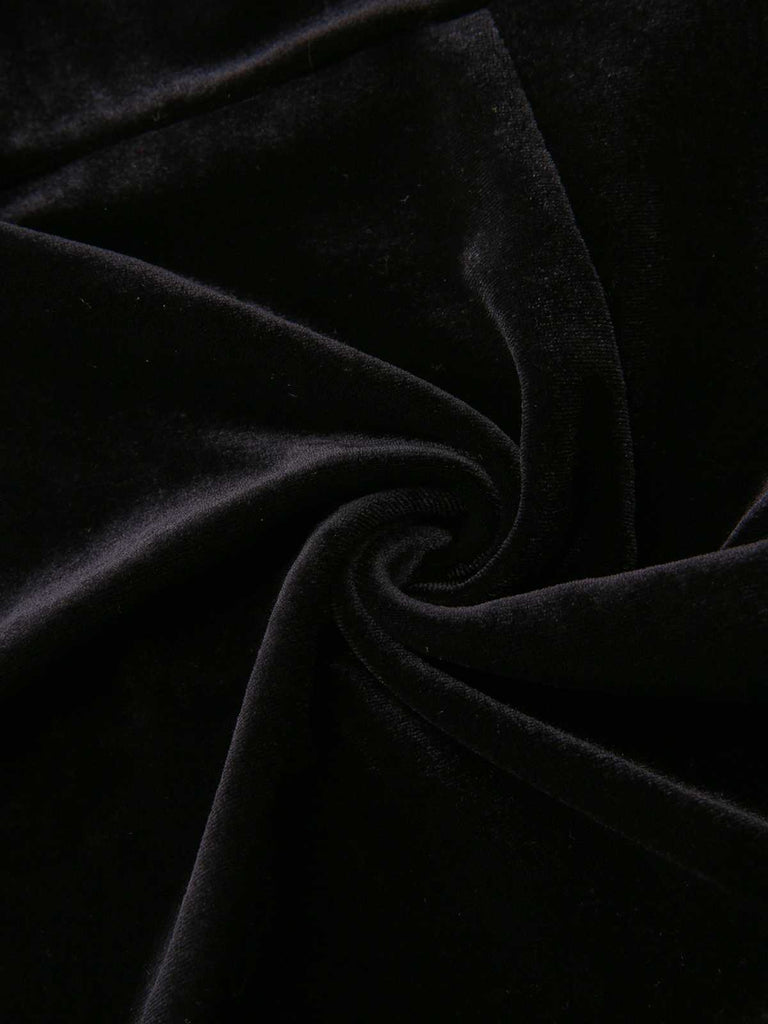 Robe col cœur et ourlet plissé en velours noir et blanc contrastée années 60