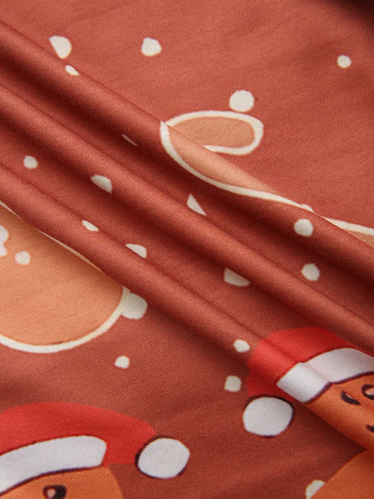 Robe trapèze de Noël motif bonhomme en pain d'épice années 1960