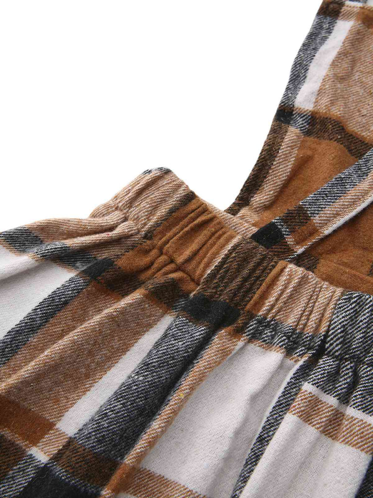 [Prévente] Robe chasuble carreaux et encolure carrée couleur kaki années 60