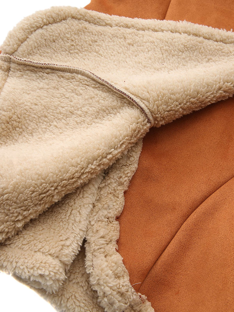 Veste en daim vintage à revers et ourlet évasé années 1970