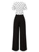 [Prévente] 2PCS haut à pois et pantalon droit blanc et noir années 50