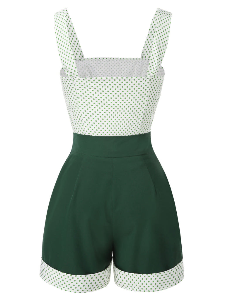 [Prévente] 2PCS Camisole courte à pois verte et short plissé des années 1950