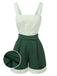[Prévente] 2PCS Camisole courte à pois verte et short plissé des années 1950