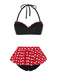[Prévente] Ensemble bikini et cache-maillot rouge à pois années 1950