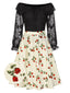 [Prévente] 2PCS Haut noire à épaules dénudées et jupe rose années 1950