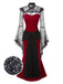 [Prévente] 2PCS Robe bandeau en velours et cape rouge et noire années 1930