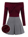 [Prévente] 2PCS hauts torsadés en maille et jupe plissée rouge et gris des années 60