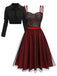 2PCS Robe à bretelles rouge des années 1950 et veste courte noire