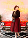 2PCS Robe à bretelles rouge des années 1950 et veste courte noire