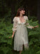 2PCS Chemise de nuit et peignoir fendus à bretelles florales abricot années 1950