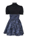 2PCS Châle et robe à lacets brodée de fleurs gothique noire et bleue des années 1980