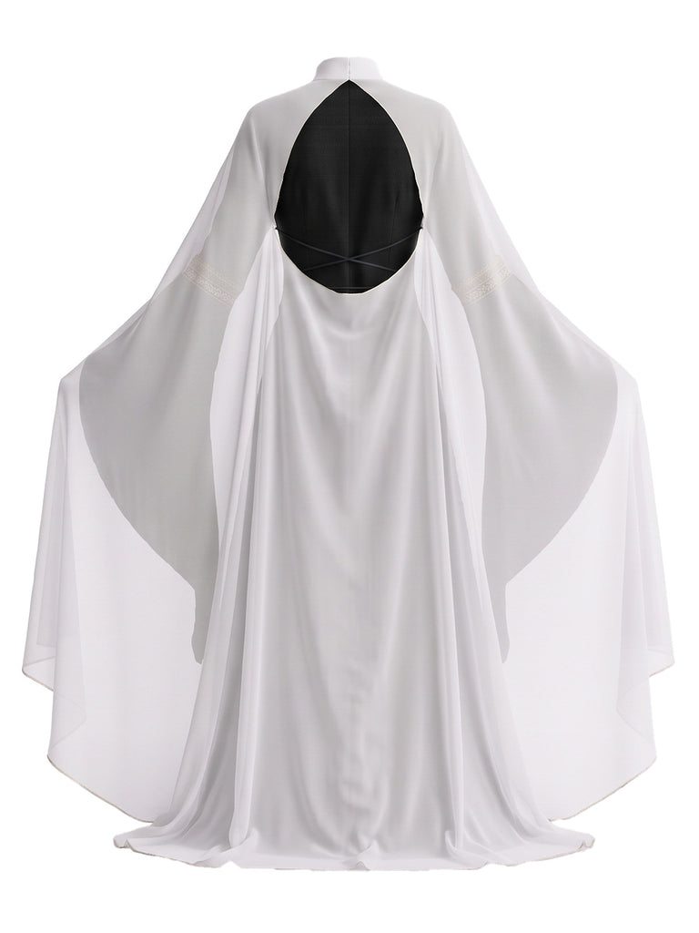 2PCS Robe de costume d'Halloween cour médiévale et châle dos nu années 1980