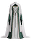 2PCS Robe de costume d'Halloween cour médiévale et châle dos nu années 1980