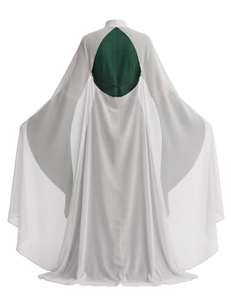 2PCS Robe de costume d'Halloween cour médiévale et châle dos nu années 1980