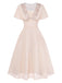 [Prévente] Champagne Dentelle Mousseline Volant Sleeve Robe de Soirée Années 1950 2