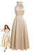 Robe Satin Perle Halter Sans Manches Champagne Années 1930