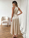 Robe Satin Perle Halter Sans Manches Champagne Années 1930 4