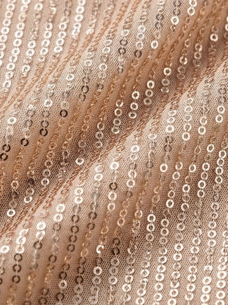 Paillettes Manches Longues Noué Waist Combishort Champagne Années 1980 4