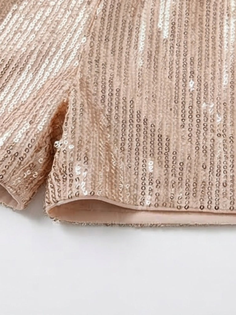 Paillettes Manches Longues Noué Waist Combishort Champagne Années 1980 7