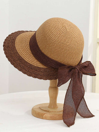 Chapeau de soleil vintage en paille bicolore