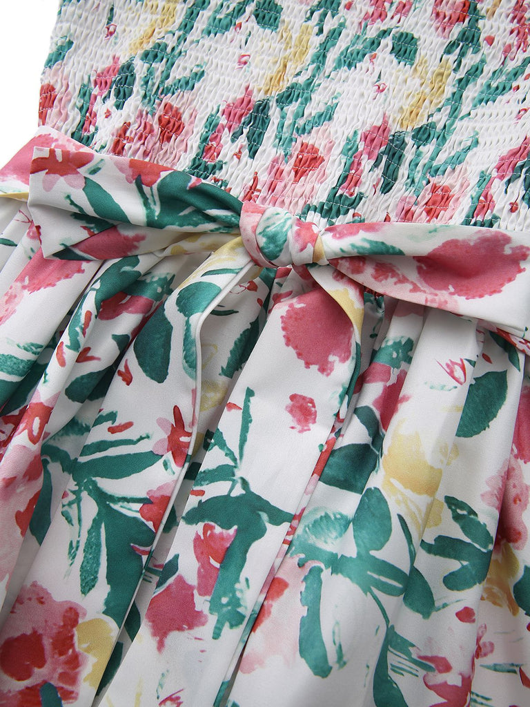 Close-up of a floral patterned fabric with a knot.