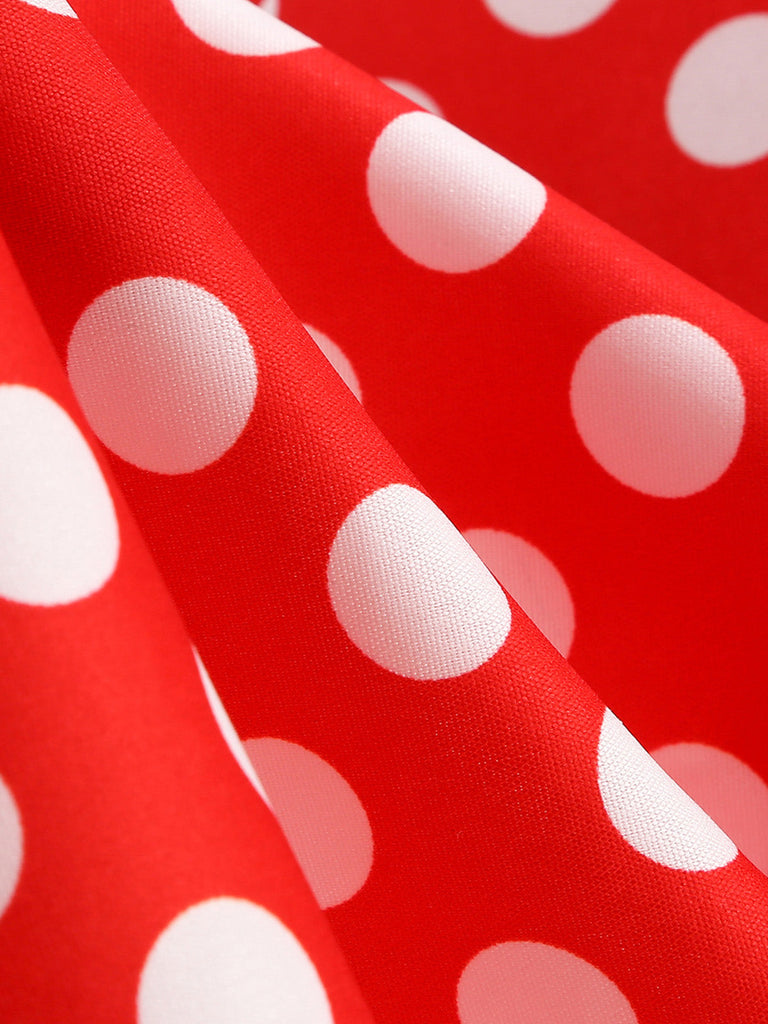 Robe Évasée Col Claudine Bicolore à Pois Années 50