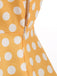 Robe Évasée Col Claudine Bicolore à Pois Années 50