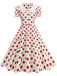 Robe Évasée Col Claudine Bicolore à Pois Années 50