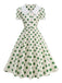 Robe Évasée Col Claudine Bicolore à Pois Années 50