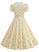 Robe Évasée Col Claudine Bicolore à Pois Années 50