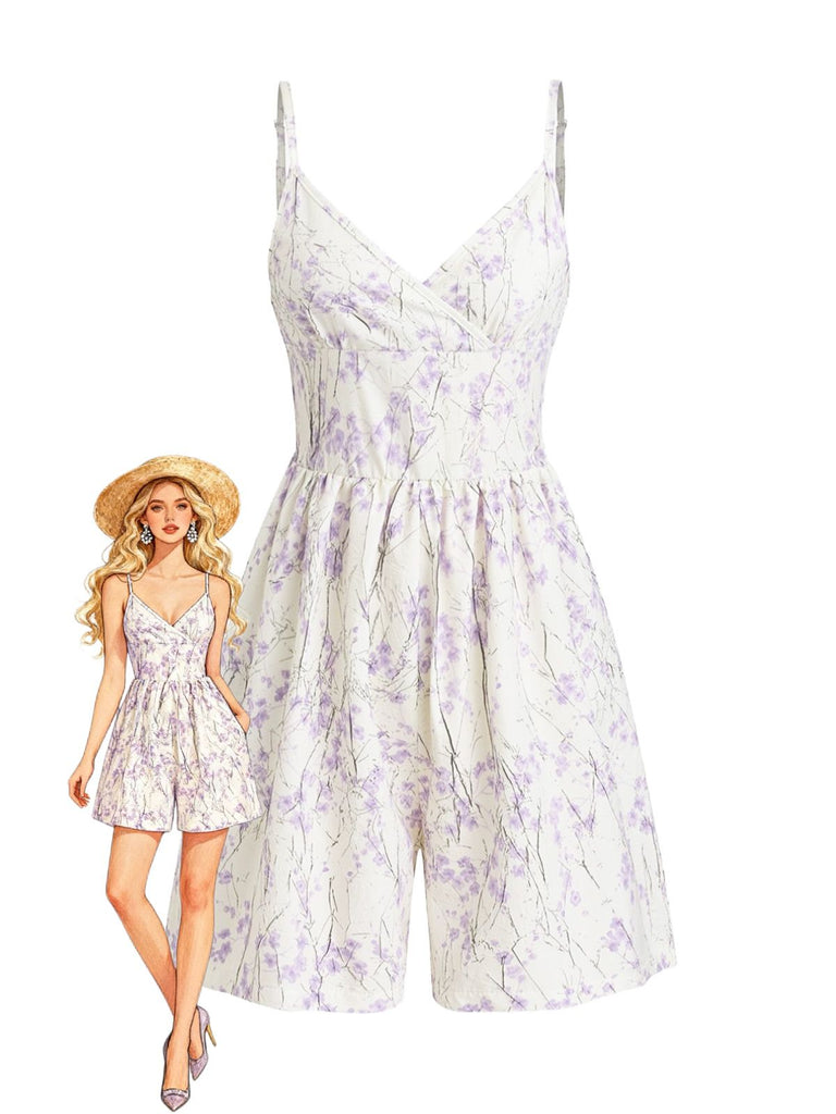 Combinaison bretelles spaghetti violette floral