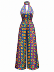 Combinaison Hippie Géométrique Col Mao Violet années 60