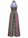 Combinaison Hippie Géométrique Col Mao Violet années 60