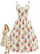 [Prévente] Robe Crème Imprimé Floral Col Carré Années 1940