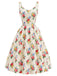 [Prévente] Robe Crème Imprimé Floral Col Carré Années 1940