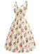 [Prévente] Robe Crème Imprimé Floral Col Carré Années 1940