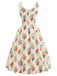 [Prévente] Robe Crème Imprimé Floral Col Carré Années 1940