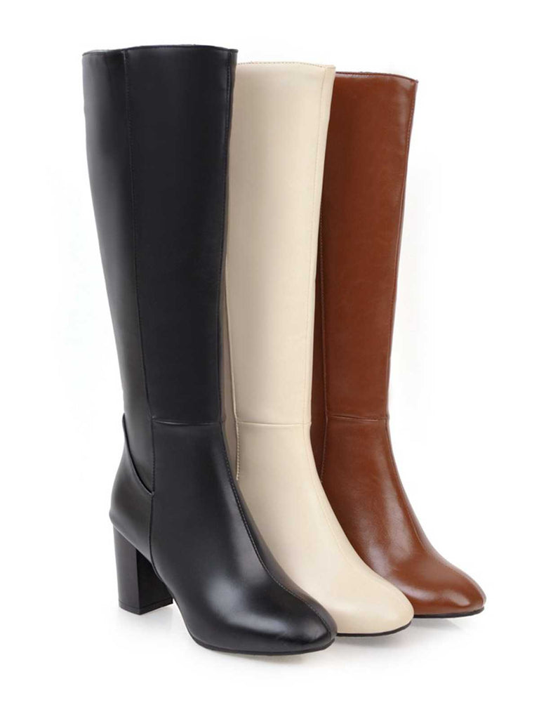 Bottes à talons hauts solides et pointues mates