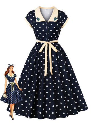 Robe Trapèze Florale à Bretelles Fines Nœud aux Épaules années '60