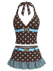 [Prévente] Ensemble Tankini Dos Nu à Pois Rose années 50 2
