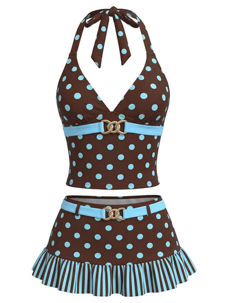 [Prévente] Ensemble Tankini Dos Nu à Pois Rose années 50 2