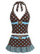 [Prévente] Ensemble Tankini Dos Nu à Pois Rose années 50 2