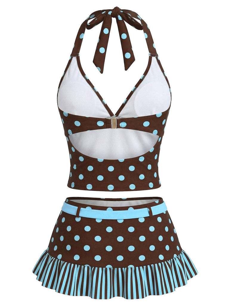 [Prévente] Ensemble Tankini Dos Nu à Pois Rose années 50 3