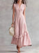 Rose Foncé Robe Évasée Sans Manches en Coton Lin années '50 3