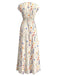 Robe Trapèze Florale à Volants Col Marin années '60 3