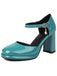 Escarpins cuir verni bride cheville talon bloc