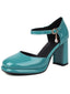 Escarpins cuir verni bride cheville talon bloc